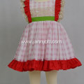 baby summer dress pink check lace dress